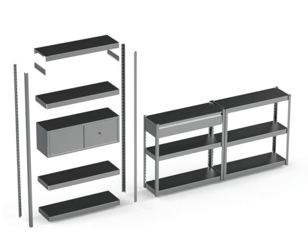 Scalable shelving parts