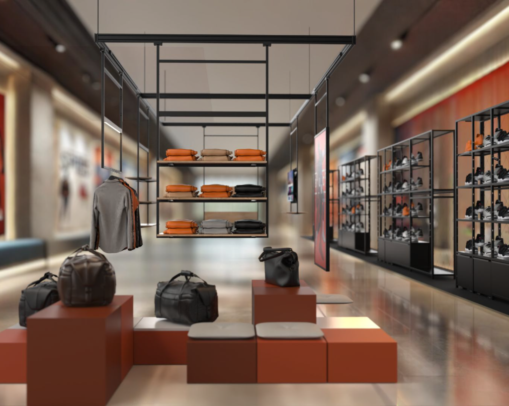 Retail store setup with CUBICO, CLOUDO, and TUBO display systems